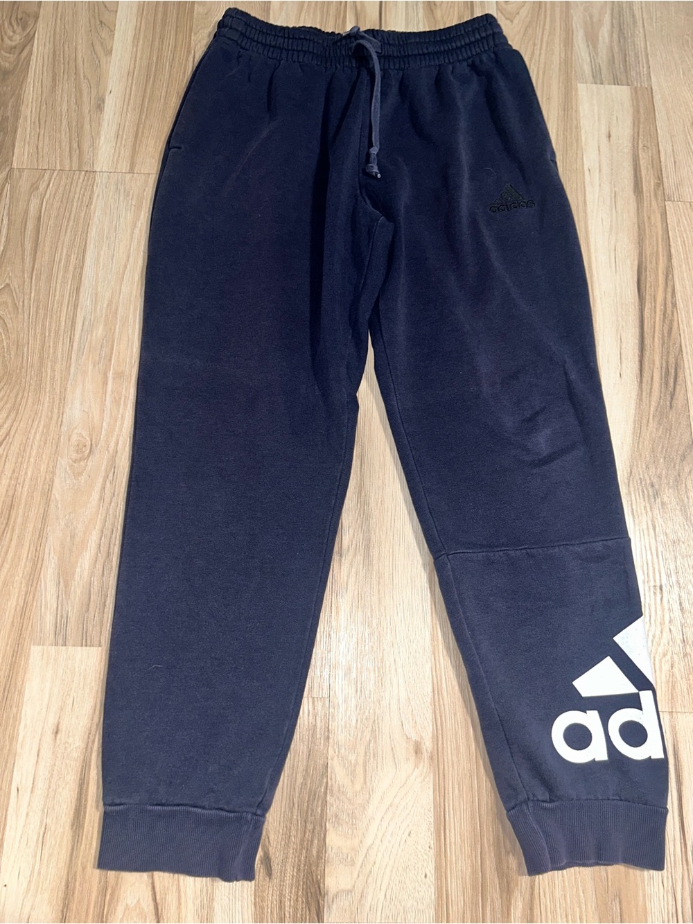 adidas Navy Blue Logo Cuffed Joggers